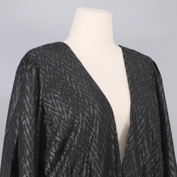 NWT CITY CHIC Chloe Jacket Maxi Metallic Sparkle Flared in Black Size XL/22 - Picture 5 of 9